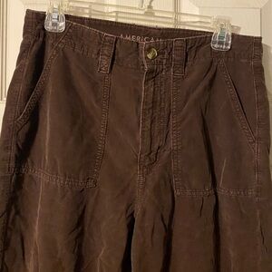 American Eagle Outfitters Dark Brown Corduroy baggy mom pants sz 8 100% cotton